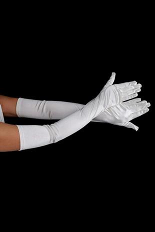 Uzun Düğün Gelin Opera  55 cm Eldiveni Nikah Kına İçin Özel Abiye Saten Eldiven