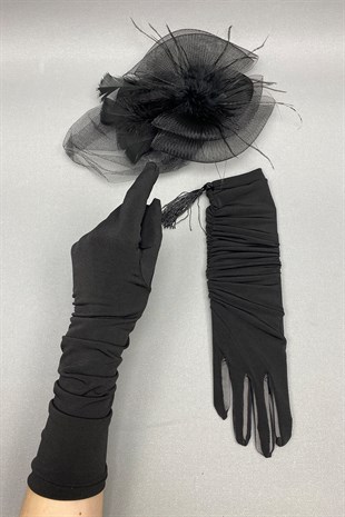 Long Bridal Gloves and Wedding Hat