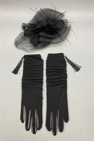 Long Bridal Gloves and Wedding Hat