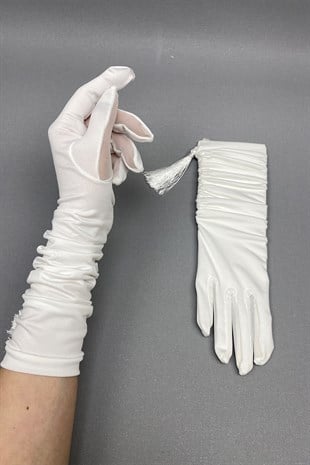 Long Tasseled Bridal Gloves and Polka Dot Wedding Hat  Face Veils