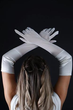 Long Satin Tulle Shiny Evening Gloves Party Prom Wedding Gloves