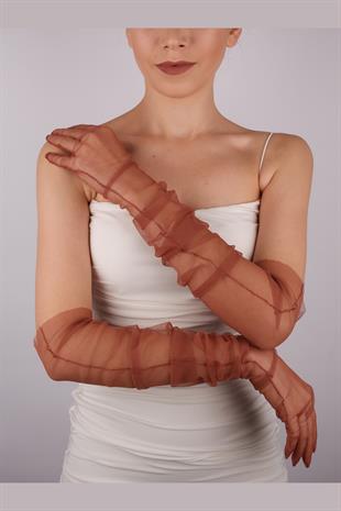 Uzun Şık Gelin Eldiveni Tül Eldiven Nikah/Düğün/Parti/Kostüm Eldiveni