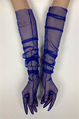 Uzun Şık Gelin Eldiveni Tül Eldiven Nikah/Düğün/Parti Eldiveni