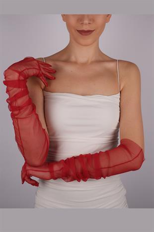 Uzun Şık Gelin Eldiveni Tül Eldiven Nikah/Düğün/Parti/Kostüm Eldiveni