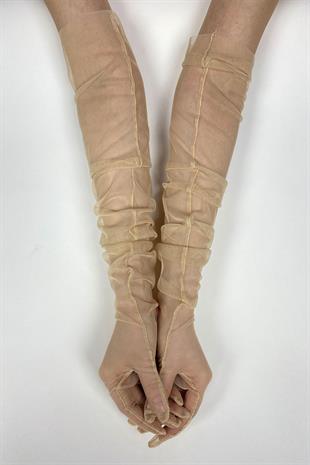 Uzun Şık Gelin Eldiveni Tül Eldiven Nikah/Düğün/Parti Eldiveni