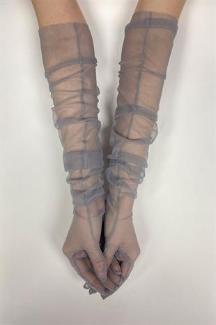 Uzun Şık Gelin Eldiveni Tül Eldiven Nikah/Düğün/Parti Eldiveni