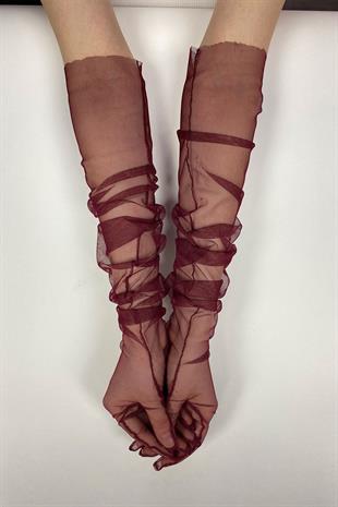 Uzun Şık Gelin Eldiveni Tül Eldiven Nikah/Düğün/Parti Eldiveni