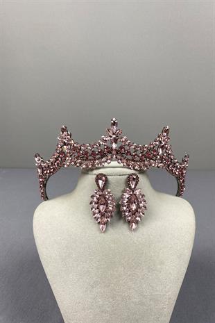 Venetian Stone Bridal Henna Crown and Drop Earring Set