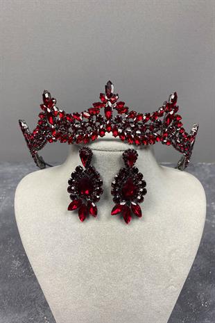 Venetian Stone Bridal Henna Tiara and Drop Earrings Set