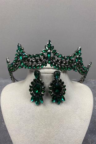 Venetian Stone Bridal Henna Tiara and Drop Earrings Set