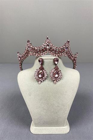Venetian Stone Bridal Henna Crown and Drop Earring Set