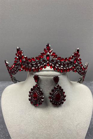 Venetian Stone Bridal Henna Tiara and Drop Earrings Set