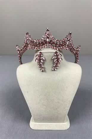 Venetian Stone Bridal Henna Crown and Drop Earring Set