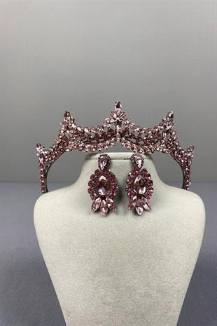 Venetian Stone Bridal Henna Crown and Drop Earring Set