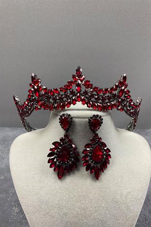 Venetian Stone Bridal Henna Tiara and Drop Earrings Set