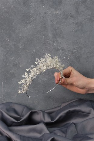 Venüs İncili Zirkon Taşlı Gelin Tacı