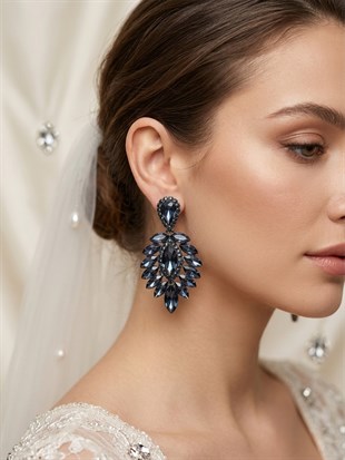 Vera Mekik Vip Kristal Taşlı Abiye Gelin Küpesi