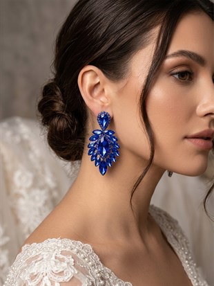 Vera Mekik Vip Kristal Taşlı Abiye Gelin Küpesi
