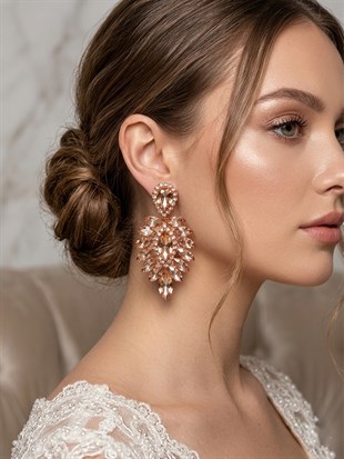 Vera Mekik Vip Kristal Taşlı Abiye Gelin Küpesi