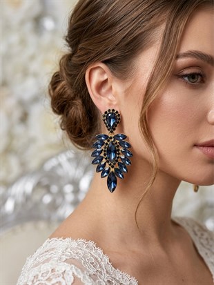 Vera Mekik Vip Kristal Taşlı Abiye Gelin Küpesi