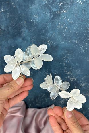 Vernage Sedef Reçine Mineli 2 Li Taraklı Gelin Saç Aksesuarı