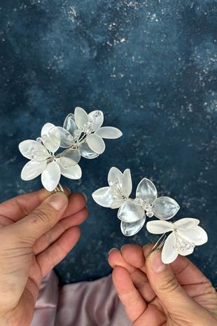 Vernage Sedef Reçine Mineli 2 Li Taraklı Gelin Saç Aksesuarı