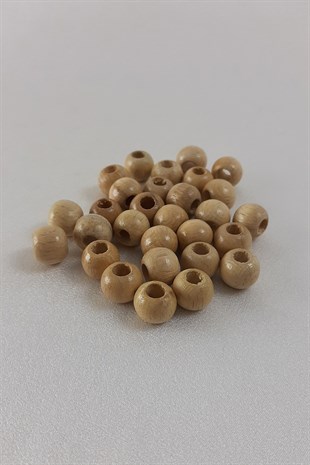 Varnished Natural Wood Beads 11mm