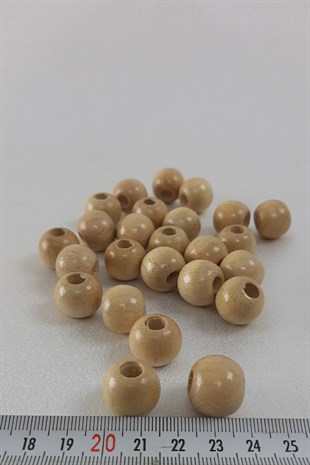 Varnished Natural Wood Beads 15mm