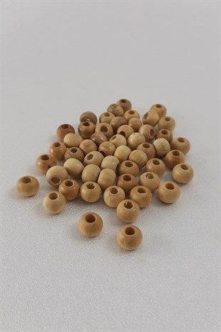 Varnished Natural Wood Beads 7mm
