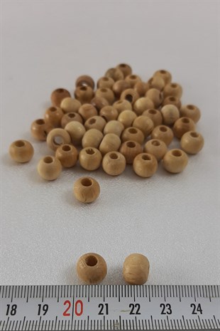 Varnished Natural Wood Beads 7mm