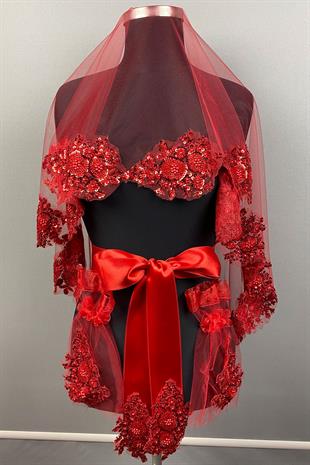 Vip Model Gelin Kına Duvağı Yüz Örtüsü