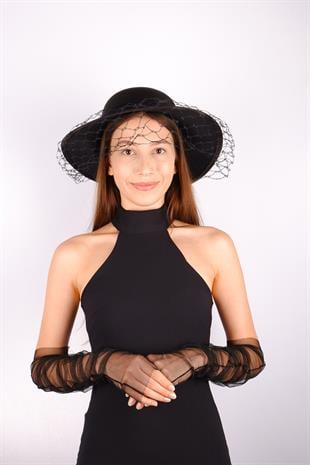 Voilet Wedding Hat Ade Bridal Accessory And Tulle Gloves