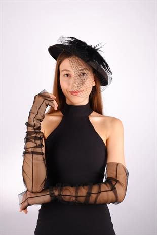 Voilet Wedding Hat Ade Bridal Accessory And Tulle Gloves