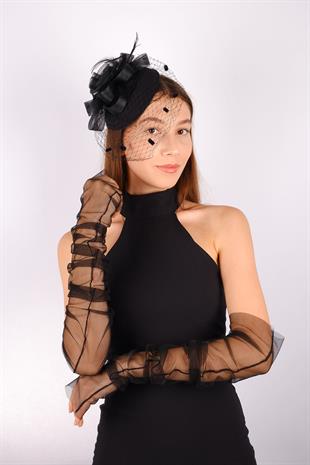 Voilet Wedding Hat Ade Bridal Accessory And Tulle Gloves