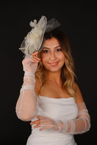 Voilet Wedding Hat Erna Tulle Bridal Accessory Tulle Gloves