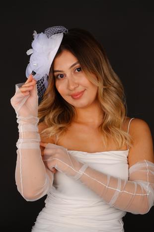 Voilet Wedding Hat Erna Tulle Bridal Accessory Tulle Gloves