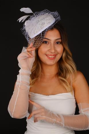 Voilet Wedding Hat Erna Tulle Bridal Accessory Tulle Gloves