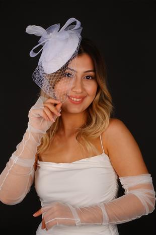 Voilet Wedding Hat Erna Tulle Bridal Accessory Tulle Gloves