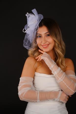 Voilet Wedding Hat Erna Tulle Bridal Accessory Tulle Gloves