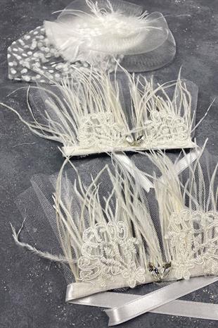 Voile Wedding Cap Bridal Accessory And Lavin Stone Double Wrist Accessory