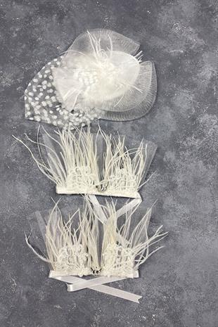 Voile Wedding Cap Bridal Accessory And Lavin Stone Double Wrist Accessory