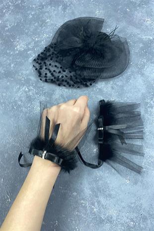 Voile Wedding Cap Bridal Accessory And Lina Couple Wrist Accessory