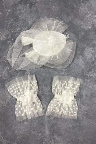 Voile Wedding Cap Bridal Accessory And Lavin Stone Double Wrist Accessory