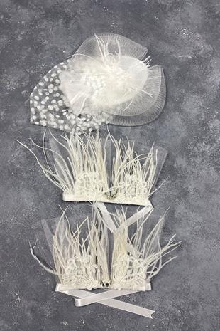 Voile Wedding Cap Bridal Accessory And Lavin Stone Double Wrist Accessory