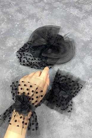 Voile Wedding Cap Bridal Accessory And Vera Double Wrist Accessory