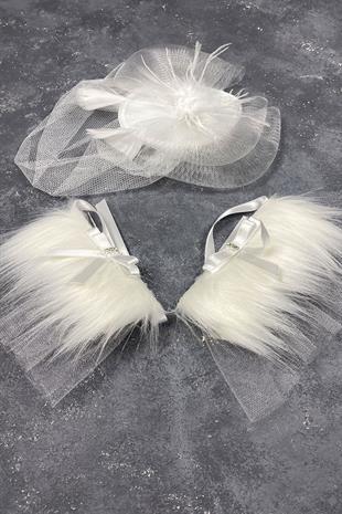 Voile Wedding Cap Bridal Accessory And Lina Couple Wrist Accessory