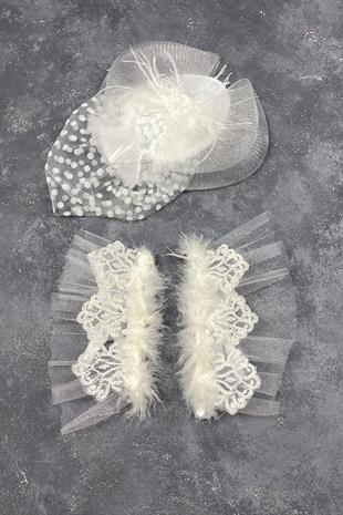 الجملة قبعة الزفاف الفوال ملحقات الزفاف وريشة لافين ملحق المعصم المزدوج