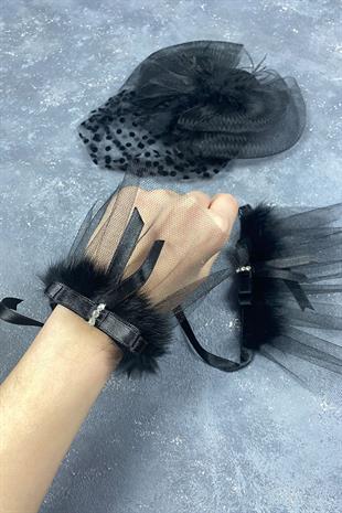 Voile Wedding Cap Bridal Accessory And Lina Couple Wrist Accessory