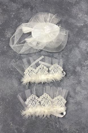 Voile Wedding Cap Bridal Accessory And Lavin Couple Wrist Accessory