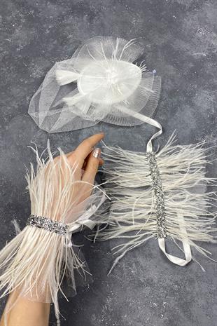 Voile Wedding Cap Bridal Accessory And Asel Couple Wrist Accessory